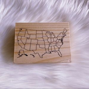 New Map of USA Wooden Stamp